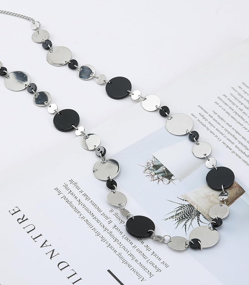 BULINLIN Layered Silver Long Necklace for Women Turquoise Stone Beaded Strand Sweater Chain Necklaces Fashion Costume Jewelry Gifts for Mom - Image 4